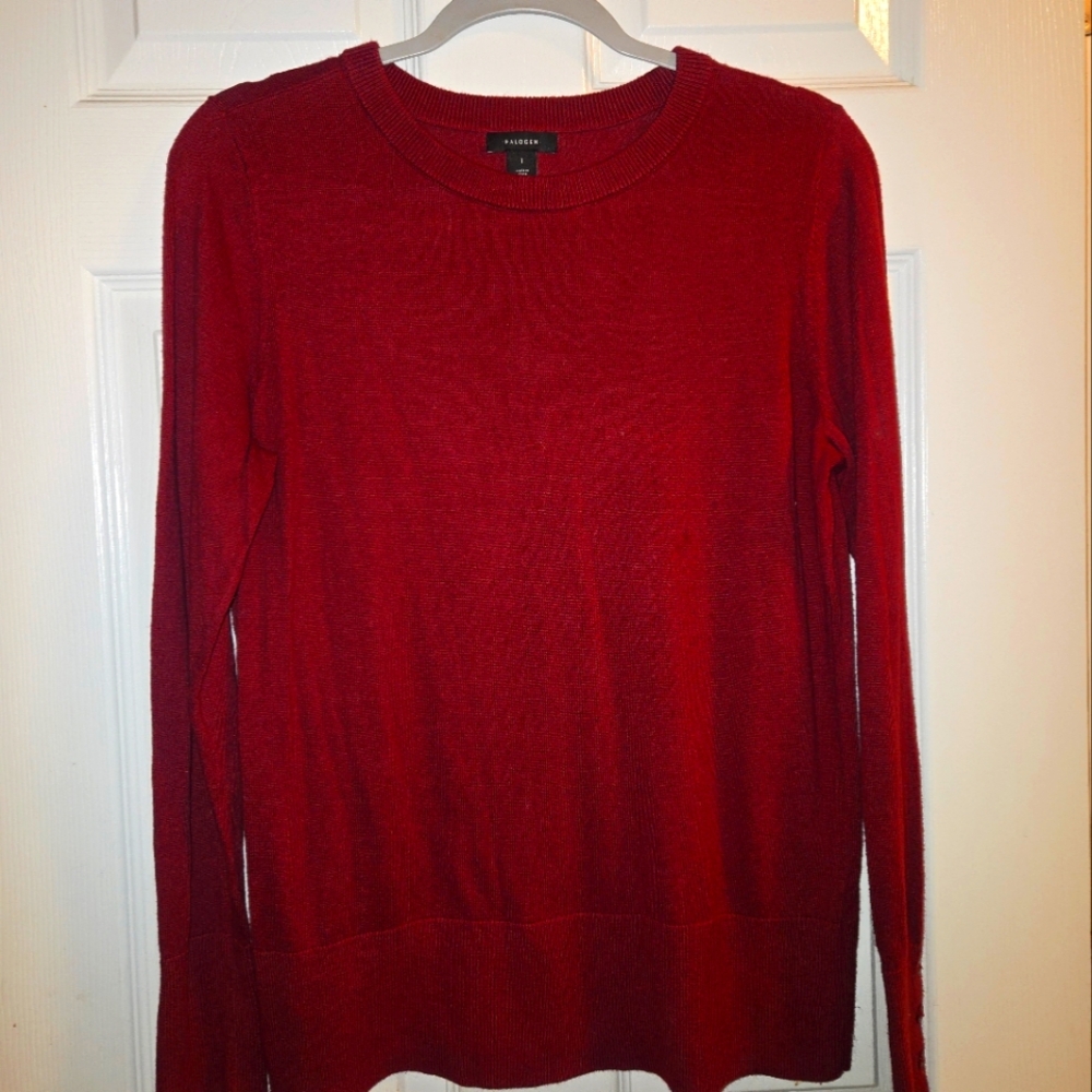 Halogen Lg wine red sweater with button detail on sleeve. Worn once or twice. In